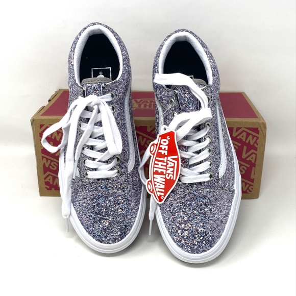 VANS Women's Size 6 VN0A5KRF8E5 OLD SKOOL SHINY PARTY Silver Canvas Low Sneakers - Picture 4 of 11